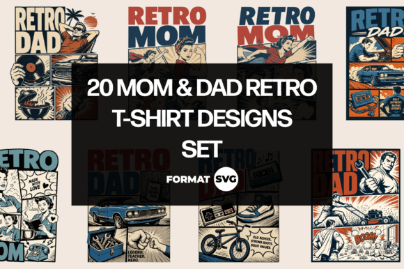 20 Retro Mom Dad SVG Bundle – Kreative Designs für Eltern und Retro-Fans