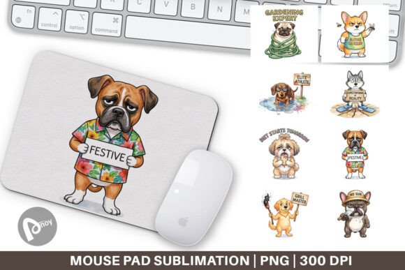 Anti-Summer Dog Watercolor Mouse Pad