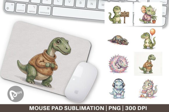 Awkward Dinosaur Mouse Pad PNG Design