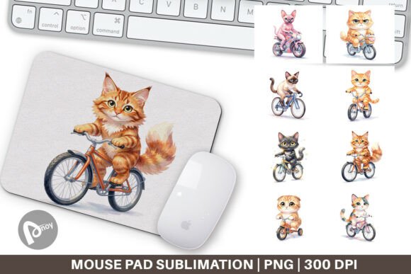 Big Eye Cat Cyclist Mouse Pad Art PNG: A Creative and Functional Addition to Your Workspace