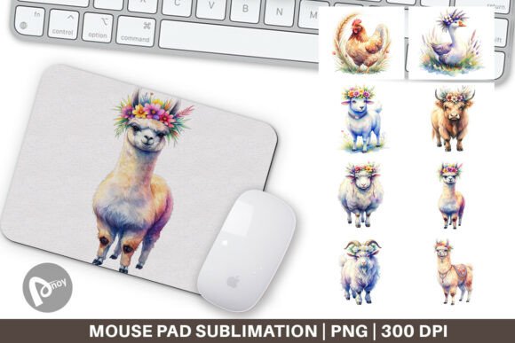 Boho Highland Cow Friends Mouse Pad PNG: A Stylish Addition to Your Workspace