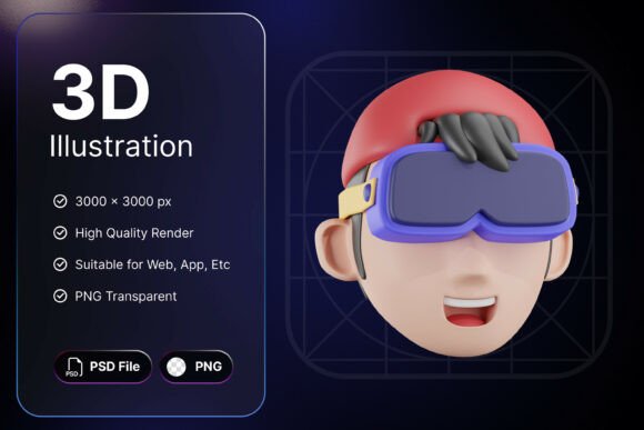Boy VR Icon: A Futuristic 3D Character for Immersive Design