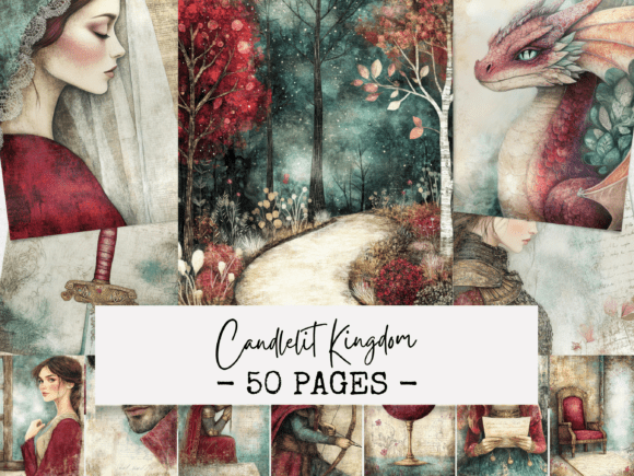 Candlelit Kingdom Junk Journal Pages: A Portal to Medieval Fantasy