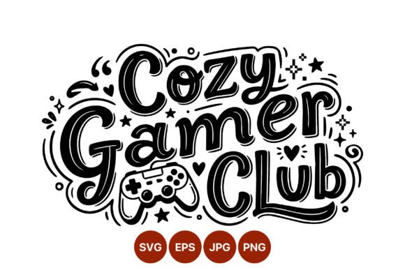 Cozy Gamer Club Gamepad Lettering Design: A Playful Fusion of Gaming and Art