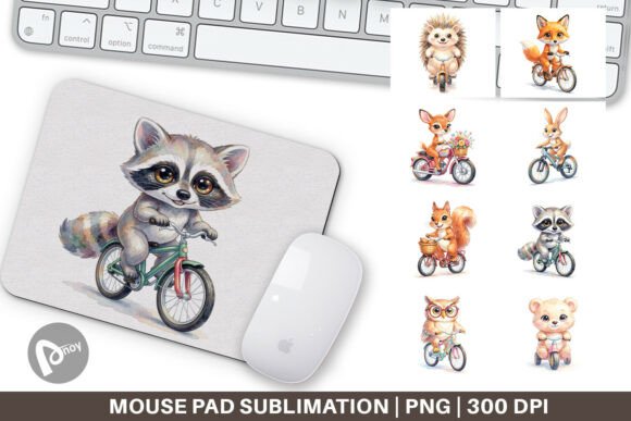Digital Watercolor Animal Bike Mouse Pad: A Creative and Functional Addition to Your Workspace
