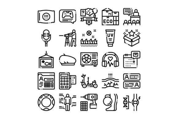 Diverse Icons Representing Technology, H
