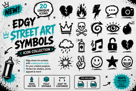 Edgy Street Art Symbols Vector Icon
