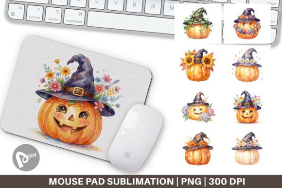 Enchanted Floral Witch Hat Mouse Pad PNG: A Magical Touch for Your Workspace