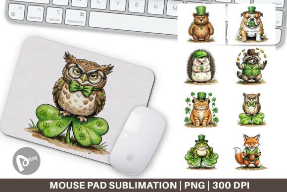 Enhance Your Workspace with a Lucky St. Patrick’s Animal Mouse Pad PNG and Sublimation Mouse Pad