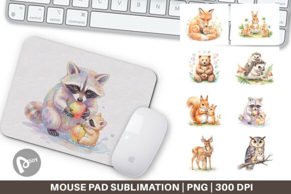Enhance Your Workspace with a Watercolor Mother Baby Animal Mouse Pad