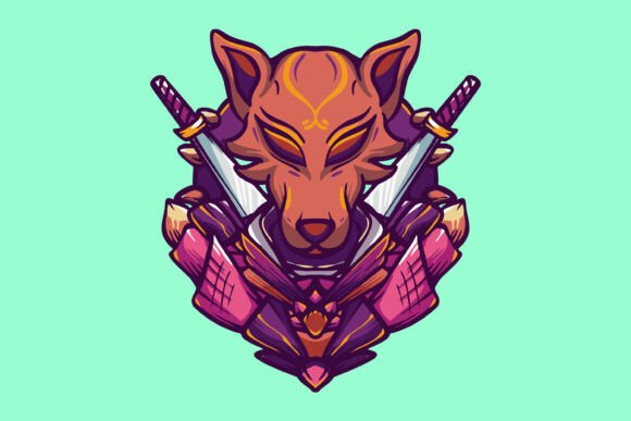 Fox Samurai Mask Esport Logo