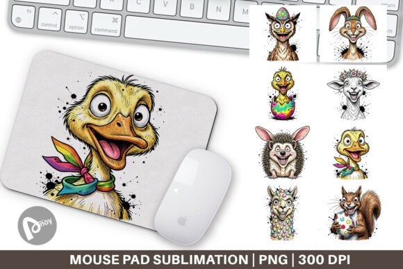 Funny Easter Animal Sketch Mouse Pad PNG: A Creative Addition to Your Workspace