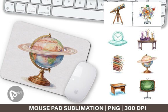 Galactic Classroom Watercolor Mouse Pad