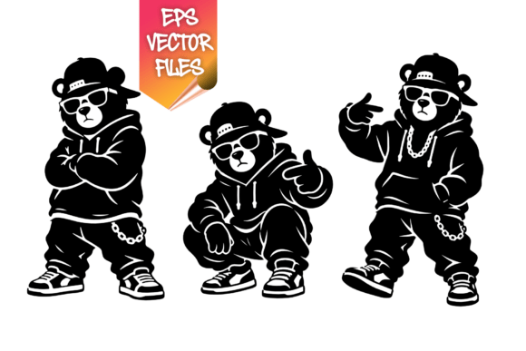 Hip Hop Bear Mascot Vector Pack