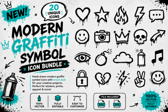Modern Graffiti Symbol Icons Vector Pack: A Creative Resource for Urban Design
