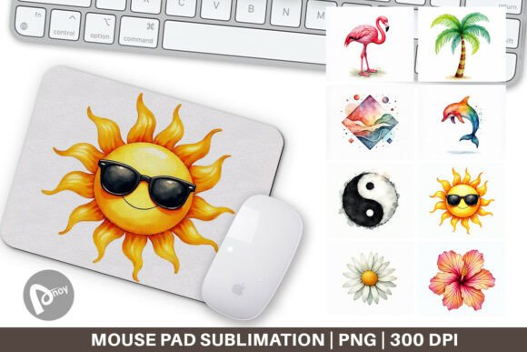 Retro 90s Tropical Memphis Mouse Pad PNG for a Stylish and Functional Workspace