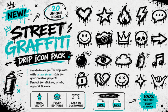 Street Graffiti Drip Icon Pack Urban: A Must-Have for Modern Designers