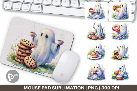 Sweet Pastry Coffee Ghost Mouse Pad PNG: Enhancing Your Workspace with Creative Design