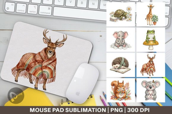 Tired Animal Watercolor Mouse Pad PNG for a Creative and Productive Workspace