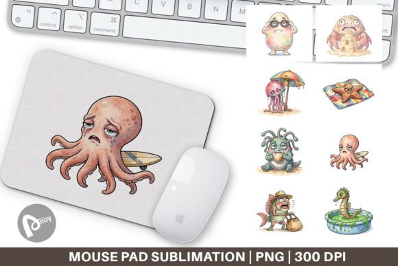 Tired Mutant Beach Watercolor Mouse Pad: A Creative Addition to Your Workspace