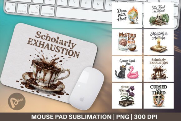 Tired Tropical Scholar Gothic Mouse Pad: A Stylish Addition to Your Workflow