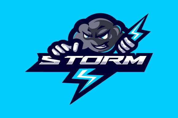 Unleash the Fierce Force of Mother Nature with the Angry Storm with Lightning Mascot Logo