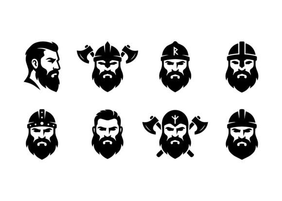 Viking Beard Logos EPS Bundle: Powerful Branding for the Modern Warrior