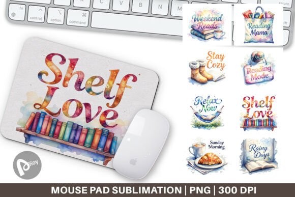 Vintage Books Watercolor Mouse Pad PNG: Enhancing Your Workspace with Artful Functionality
