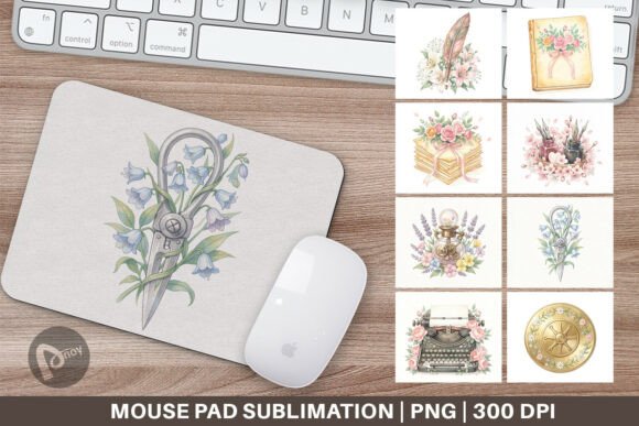 Vintage Floral Stationery Mouse Pad PNG: A Stylish Addition to Your Workspace