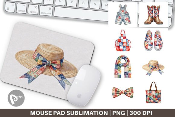 Watercolor Americana Patchwork Mouse Pad: A Creative Addition to Your Workspace