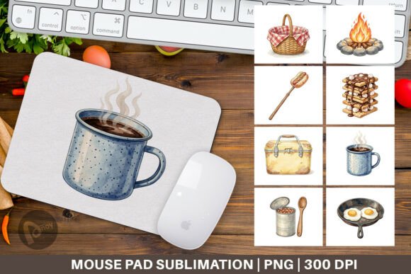 Watercolor Campfire Mouse Pad Design: A Creative Addition to Your Workspace