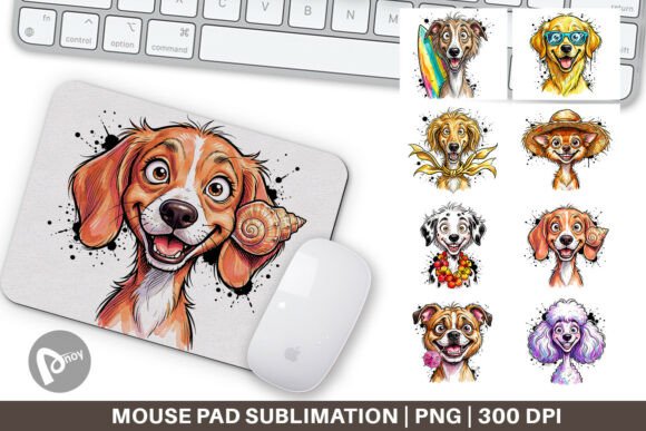 Watercolor Coastal Dog Mouse Pad PNG: A Creative Addition to Your Workspace