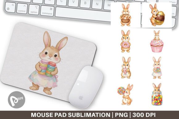 Watercolor Easter Bunny Candy Mouse Pad: A Creative Addition to Your Workspace