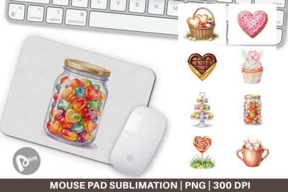 Watercolor Easter Heart Mouse Pad Design