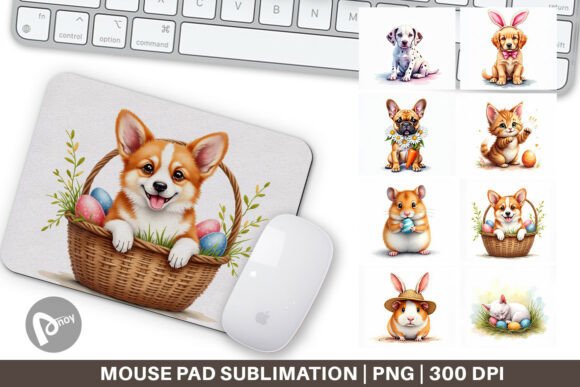 Watercolor Easter Pets Mouse Pad Design: A Creative Addition to Your Workspace
