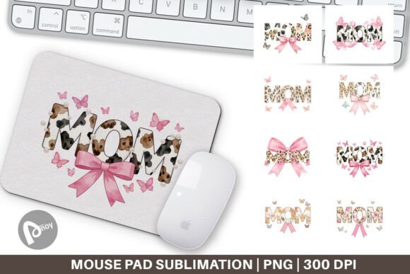 Watercolor MOM Animal Print Mouse Pad
