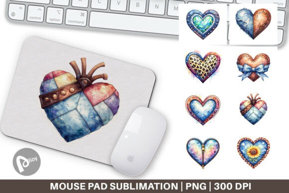 Western Tooled Leather Heart Mouse Pad