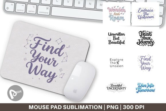 Whimsical Journey Quote Mouse Pad PNG