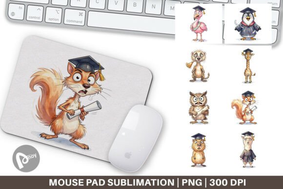 Wild Animal Graduation Mouse Pad PNG: A Creative and Functional Addition to Your Workspace