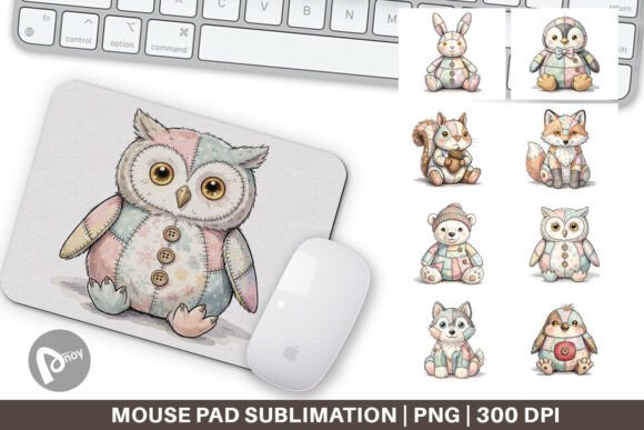 Winter Woodland Patchwork Mouse Pad PNG