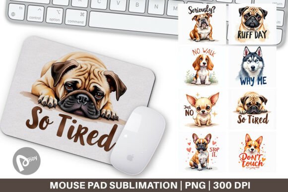 Witty Dog Watercolor Mouse Pad