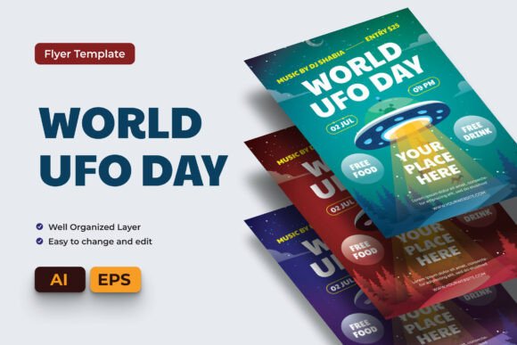 World Ufo Day Flyer Template: A Cosmic Design for Extraterrestrial Events